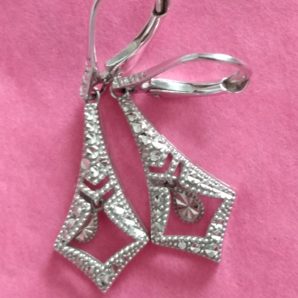 Solid 14k  white gold earrings